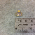 Gold Plated Faceted Nude Hydro (Lab Created) Chalcedony Square Shaped Bezel Pendant - Measuring 8mm x 8mm - Sold Individually