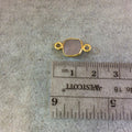 Hydro Chalcedony Bezel | Gold Plated Faceted Nude (Lab Created) Square Shaped Bezel Connector - Measuring 8mm x 8mm - Sold Individually