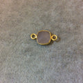 Hydro Chalcedony Bezel | Gold Plated Faceted Nude (Lab Created) Square Shaped Bezel Connector - Measuring 8mm x 8mm - Sold Individually