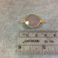 Gold Plated Faceted Nude Hydro (Lab Created) Chalcedony Diamond Shaped Bezel Connector - Measuring 15mm x 15mm - Sold Individually