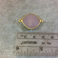Gold Plated Faceted Nude Hydro (Lab Created) Chalcedony Diamond Shaped Bezel Connector - Measuring 18mm x 18mm - Sold Individually