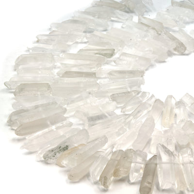 A set of matte white aura quartz stick beads, perfect for jewelry making or crafting projects.