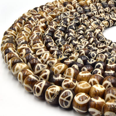 medium brown peace sign bone beads 