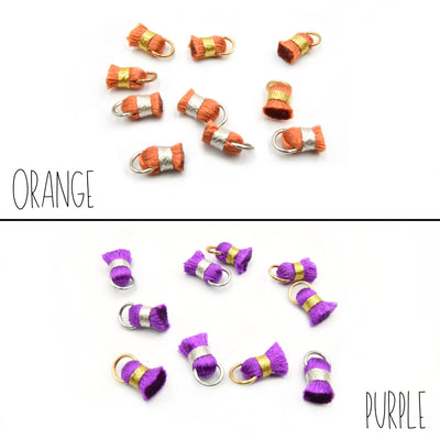 orange purple mini silk tassels