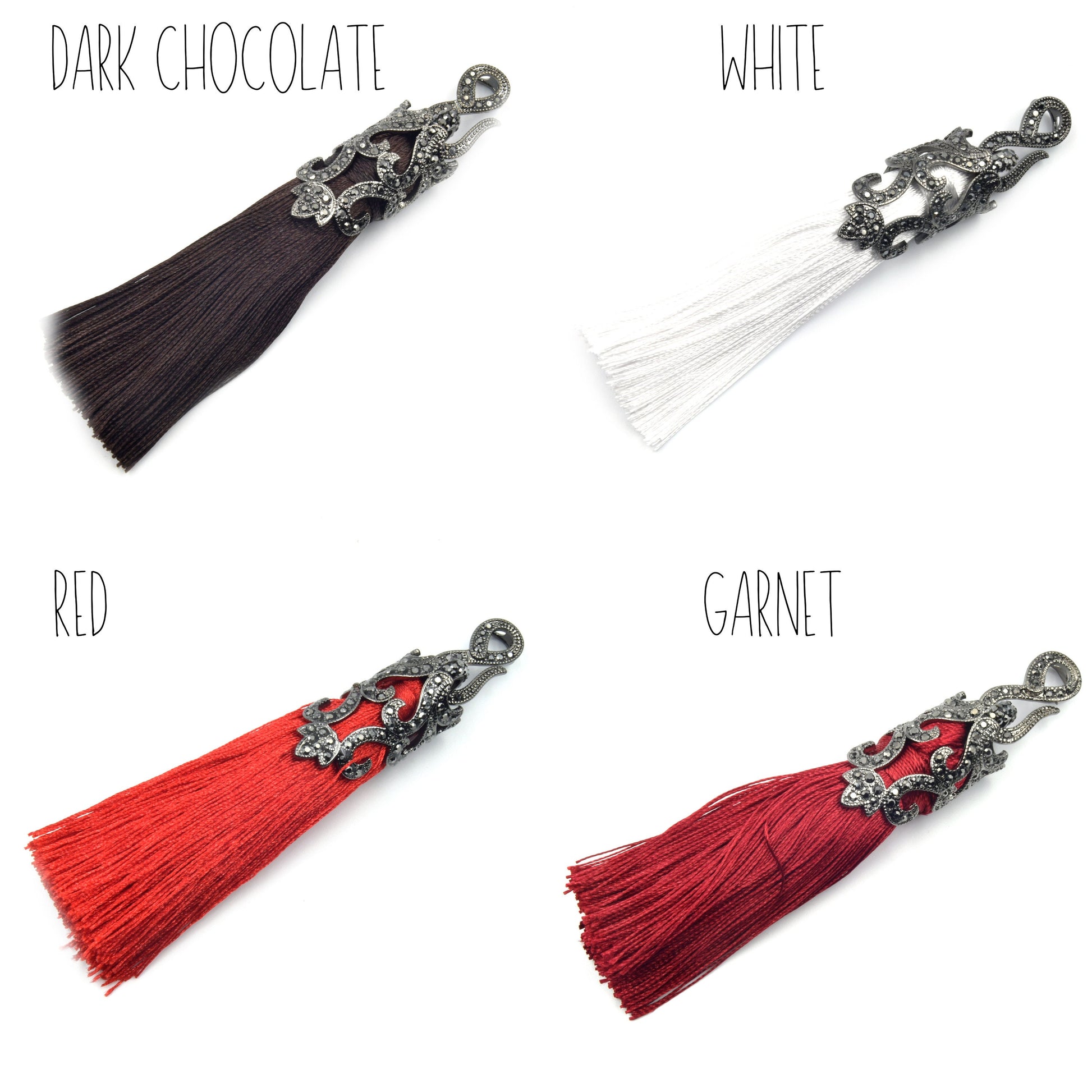 red blue green pink gray silk tassel