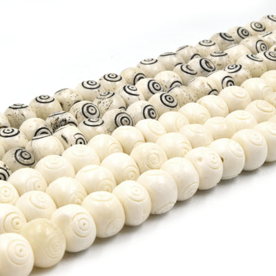 rondelle bullseye carved bone beads