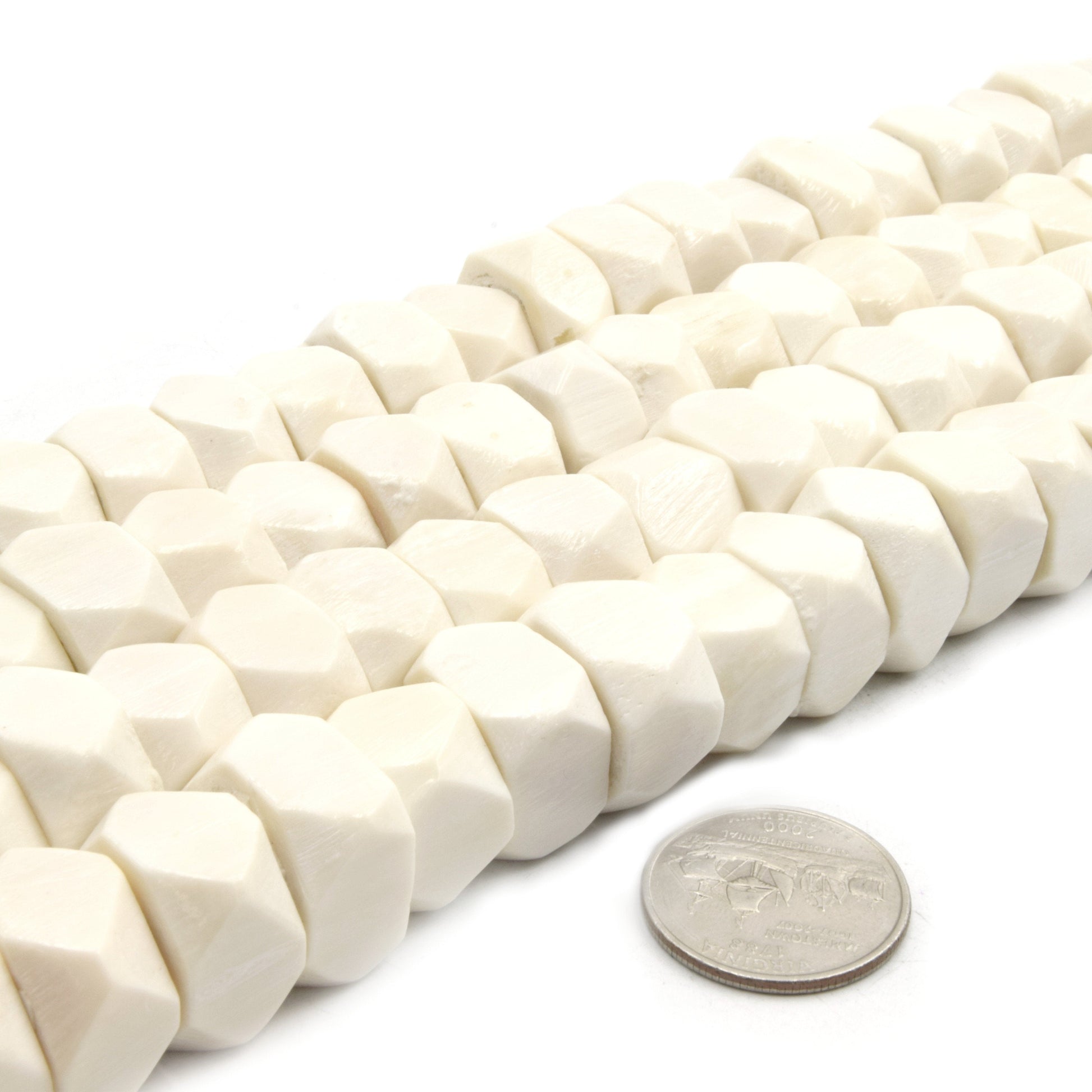 white faceted bone beads