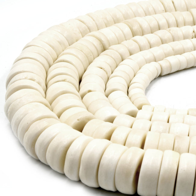 white heishi bone beads