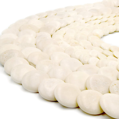 white lentil bone beads