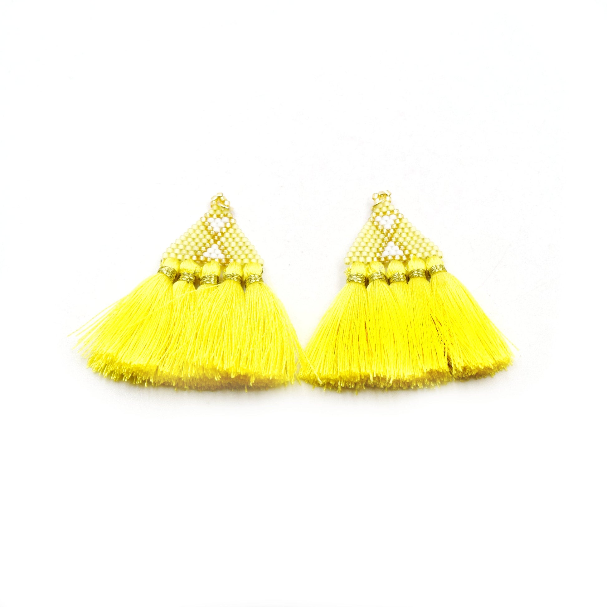 yellow silk seed bead tassel