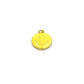 This gold plated yellow enamel charm is shaped like a smiley face and is perfect for making jewelry.